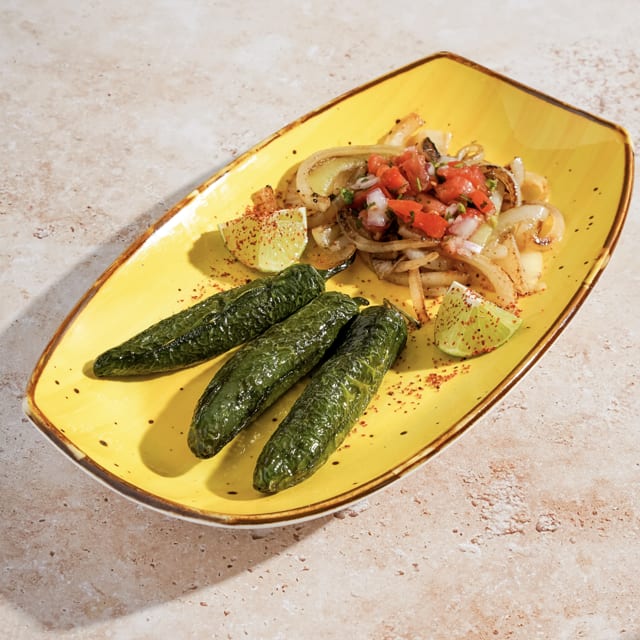3 Roasted Serrano Chiles.